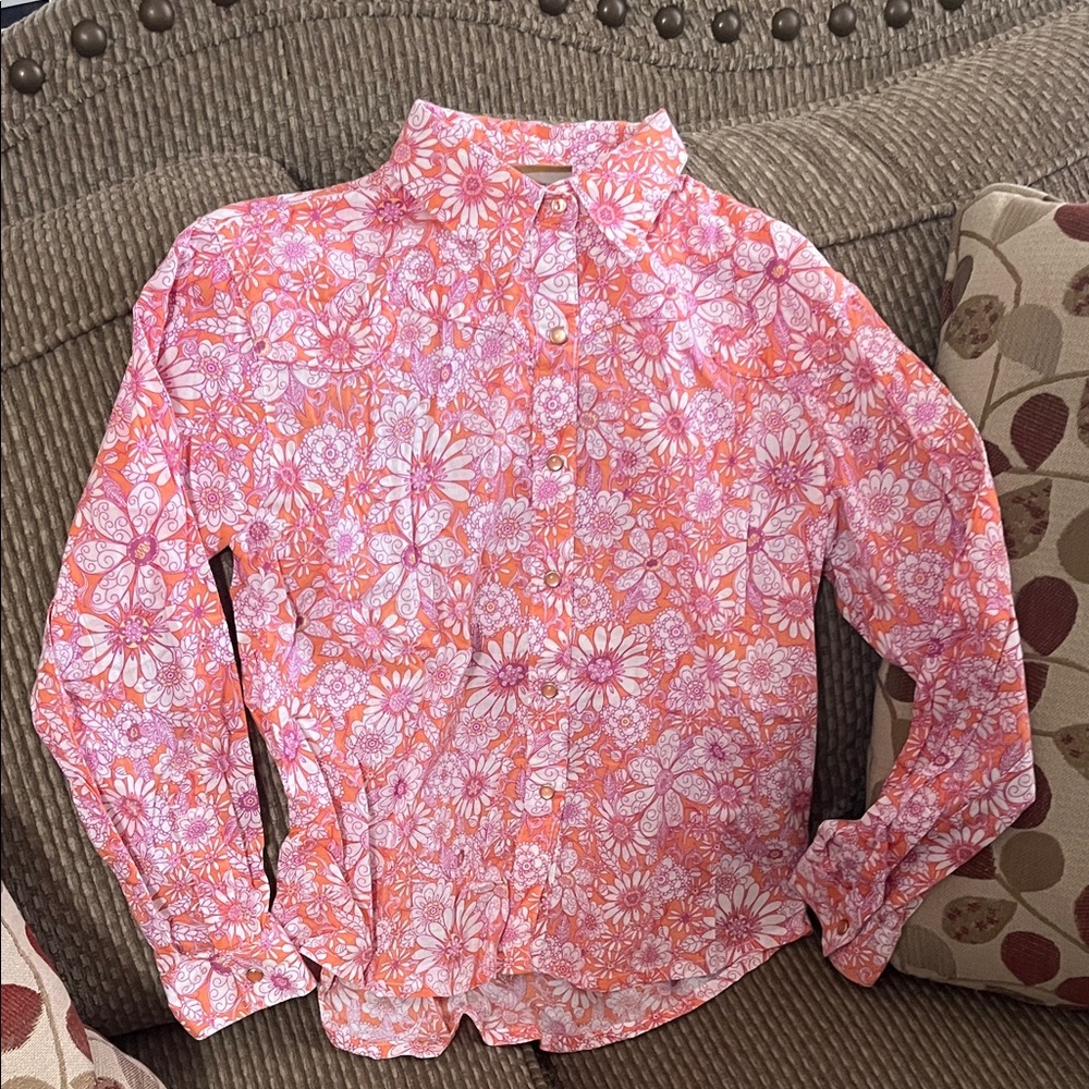Wrangler Kids Pink Floral Button Down Shirt